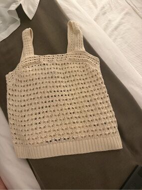 Mango Cream Crochet Knit Tank Top - Women's Sleeveless Summer Top